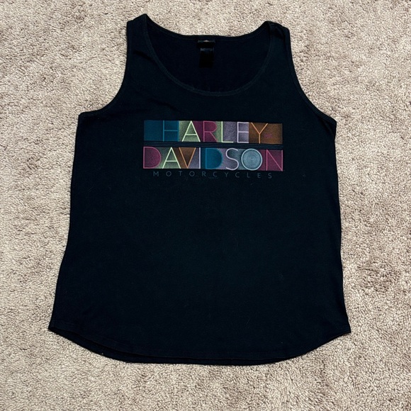 Harley-Davidson Multicolor Logo Black Tank Top - Picture 1 of 5